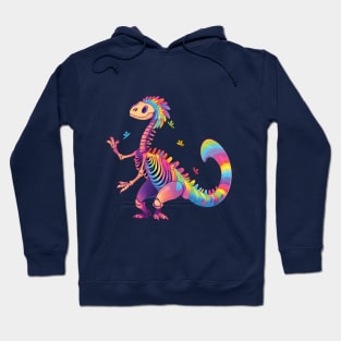 Dancing Skeleton Rainbow Dinosaur Hoodie